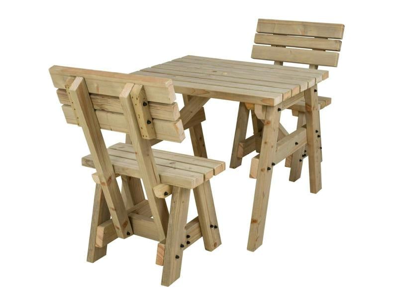 Victoria Space-Saving Picnic Table and Benches Set with Backrest – Wooden Outdoor Dining Set for Gardens and Patios
