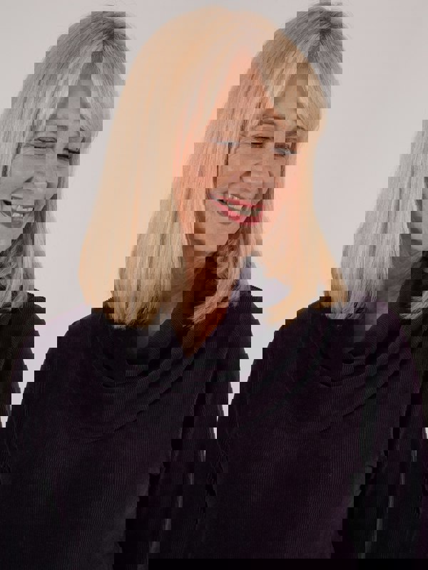 PennyPlain Ribbed Velour Cowl Neck Top- Blackcurrant