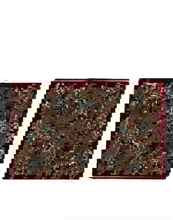 Velvet Clutch with Gold Frame and Baroque Crystal Detailing