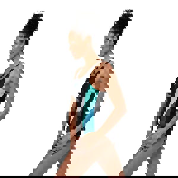 Speedo Colourblock 2.0 black teal swimsuit with muscleback design