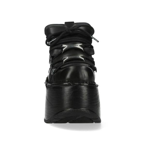New Rock M-120N-C96 Black Leather Gothic Chunky Platform Ankle Boots