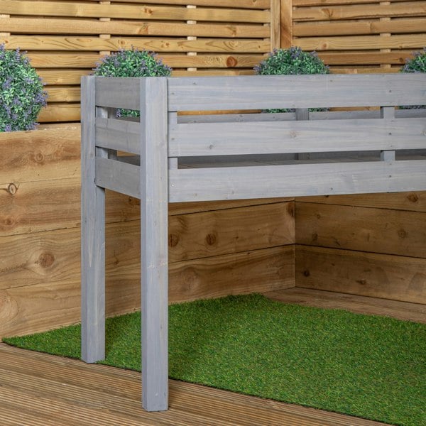 Samuel Alexander 75 x 123cm Samuel Alexander Large Raised Grey Wooden Garden Bed Planter with Slatted Base