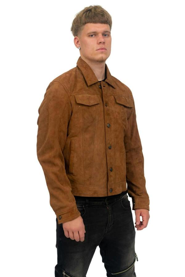 Infinity Leather Mens Goat Suede Leather Jeans Jacket-Adelaide
