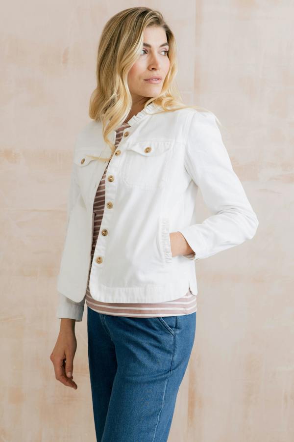 Lily & Me Seren Stretch Cotton Twill Jacket White