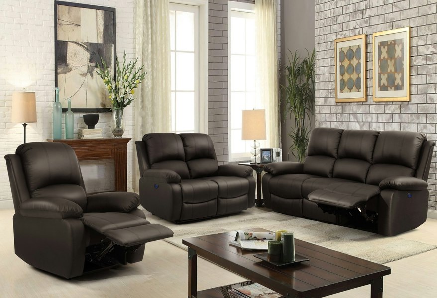 Comfy Living PU Leather Electric Reclining Sofa set