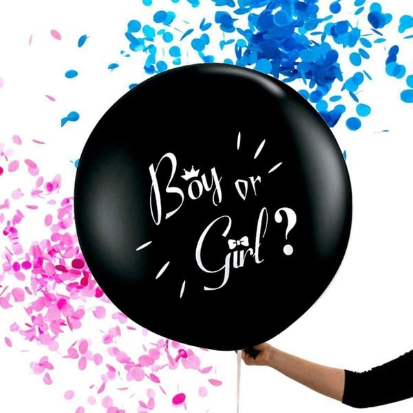 DS Living Gender Reveal 36 Inch Balloon with Pink and Blue Confetti