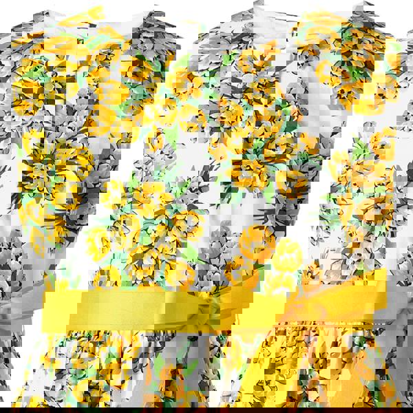 Rachel Riley Tulip Bouquet Sash Dress, Yellow