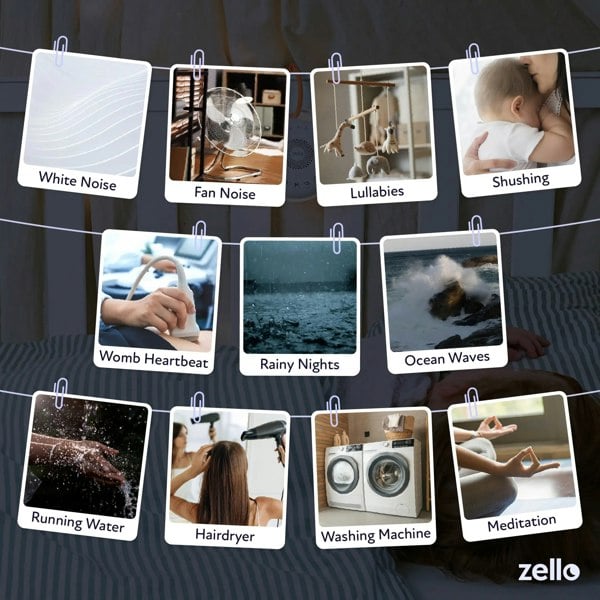 Zello Portable Pro White Noise Machine Shushing, Hairdryer & Washing Machine Sound