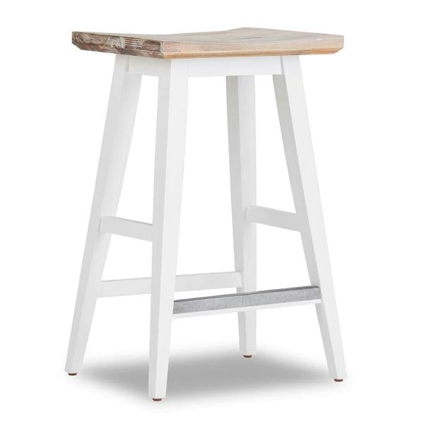 Florence Wooden Bar Stool with Legs H65cm, Acacia Hardwood Rectangular Seat