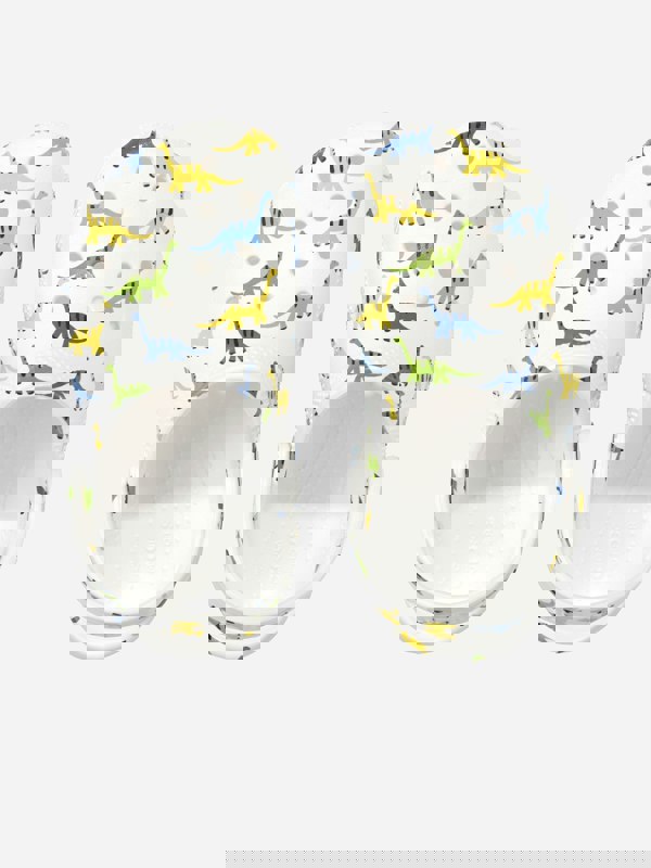 Crocs Boys Classic Character Dino Print Clog in White