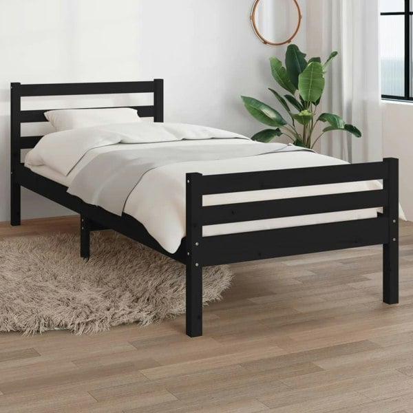 Berkfield Bed Frame Black Solid Wood 90x200 cm