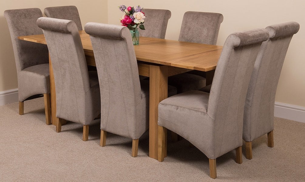 That's Furniture Richmond Medium Oak Extendable Dining Table with Montana Fabric Chairs
