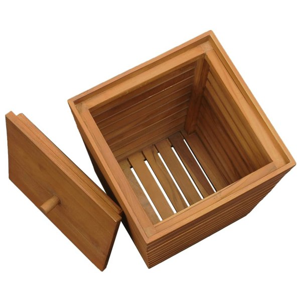 Berkfield Laundry Basket 30x30x45 cm Solid Teak Wood