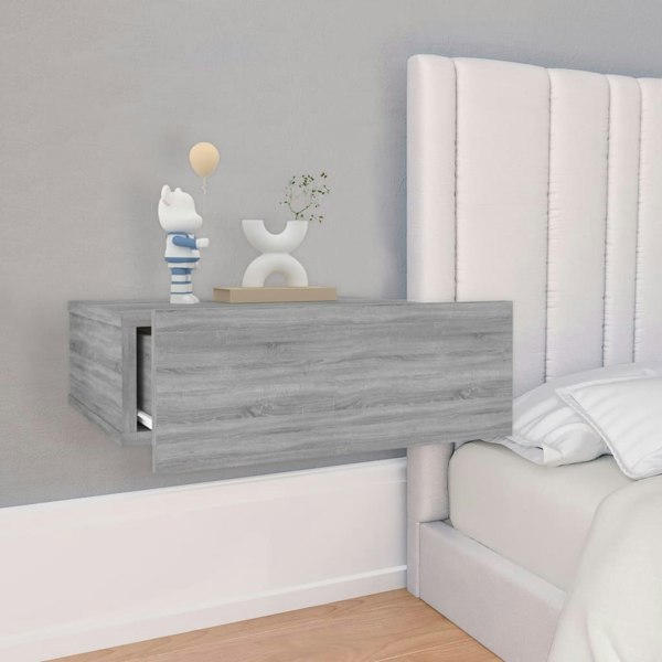 Berkfield Floating Nightstands 2pcs Grey Sonoma 40x30x15cm Engineered Wood