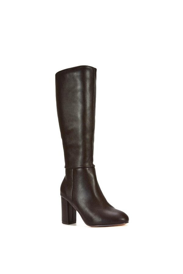 XY LONDON Knee High Block Heeled Boots With Zip Fastening