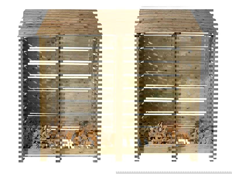 Arbor Garden Solutions Slatted Wooden Log Store W-187cm, H-126cm or 180cm, D-88cm
