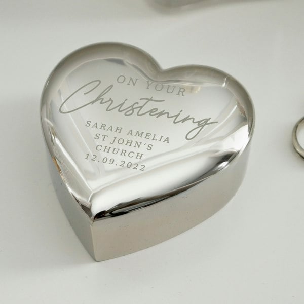 Personalised Memento Company Personalised Christening Heart Trinket Box