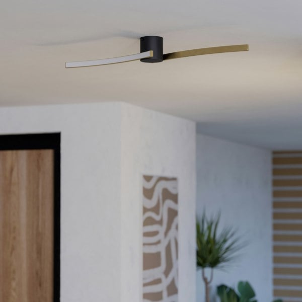 EGLO Aieta Black And Brushed Brass Minimalist Ceiling Light