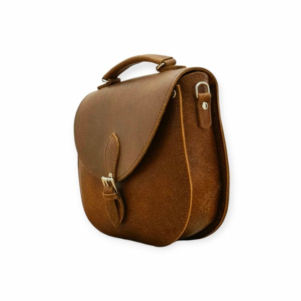 Zatchels Handmade Tannery Leather Saddle Bag - Tan