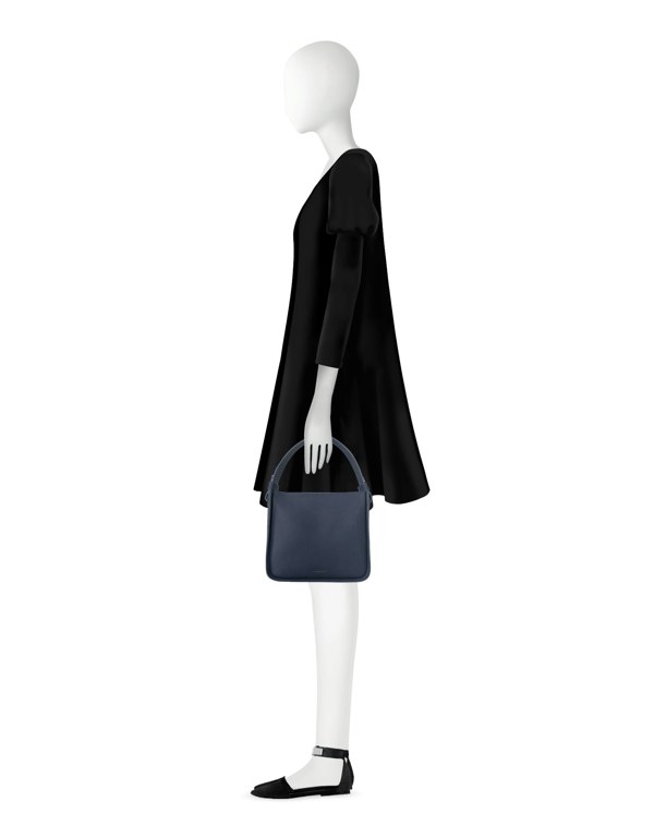 Le Parmentier Duplo Medium Top Handle bag - Blue Jeans