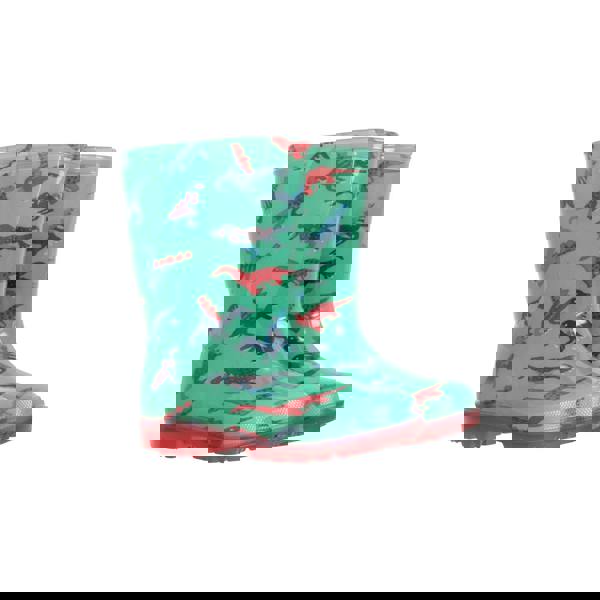 Mountain Warehouse Childrens/Kids Splash Dinosaur Light Up Wellington Boots - Green