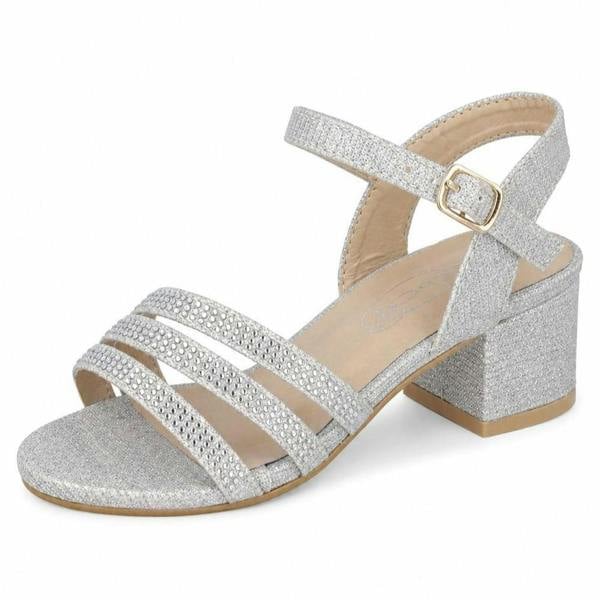 Spot On Girls Spot On Low Heel 3 Strap Diamante Mule H1124