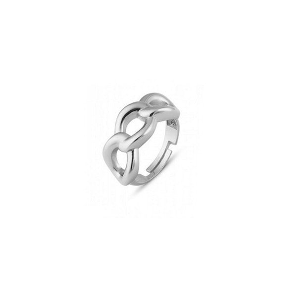 Spero London Chunky Three Hoop Chain Sterling Silver Adjustable Statement Ring