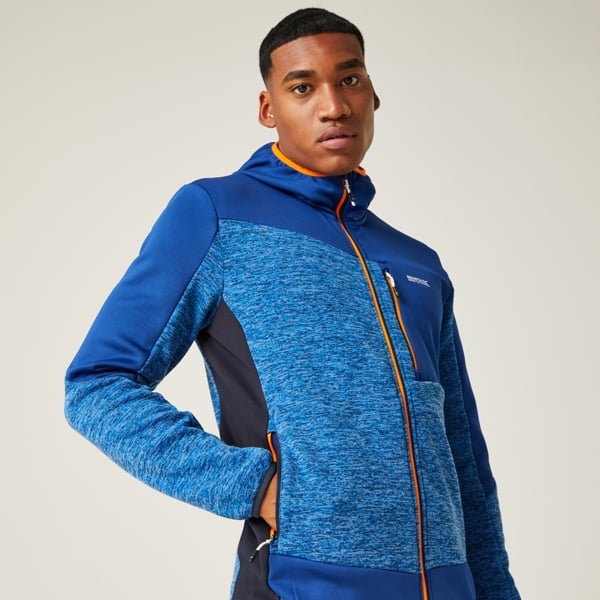 Regatta Mens Cadford VI Marl Hooded Fleece Jacket - Oxford Blue / New Royal