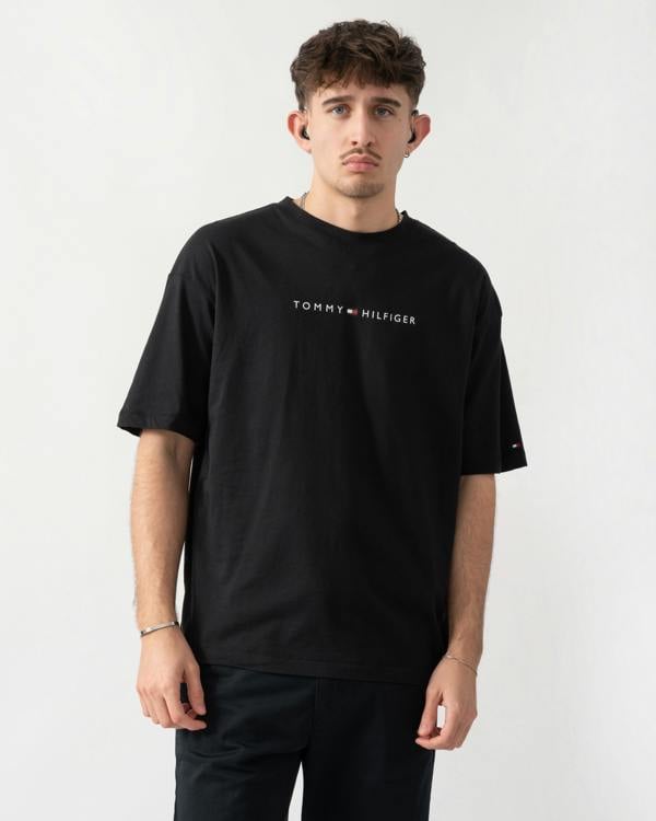 Tommy Hilfiger Logo Mens Lounge Tee - Black