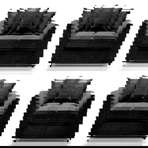 SQUAREBOXX Dylan Jumbo Cord 3+2 Seater Fabric Sofa in Black