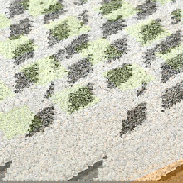 Livabliss Fossay Shag-Washable Beige Green Modern High Pile Rug