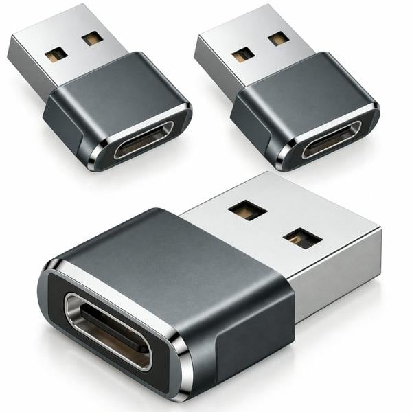 ATEK 3 Pack USB-C Female to USB-A Male Adapter Converter Charging Data Grey