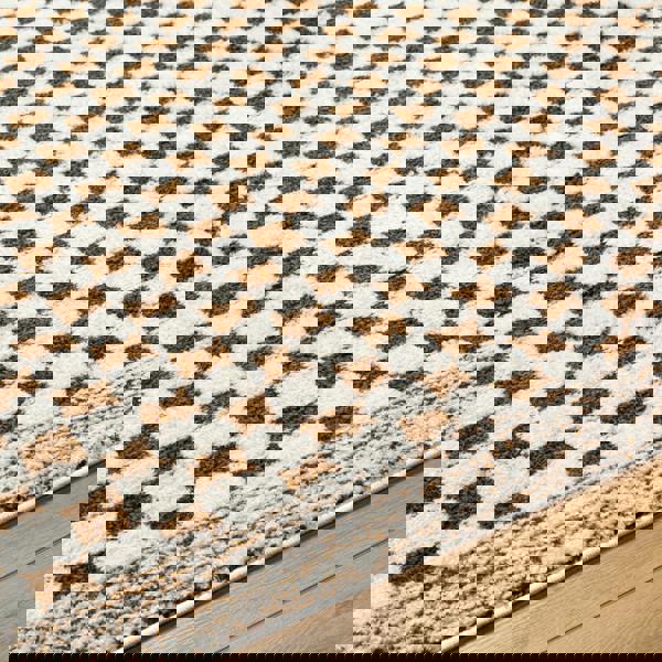 Livabliss Freud-Modern Ivory Brown High Pile Checkered Rug