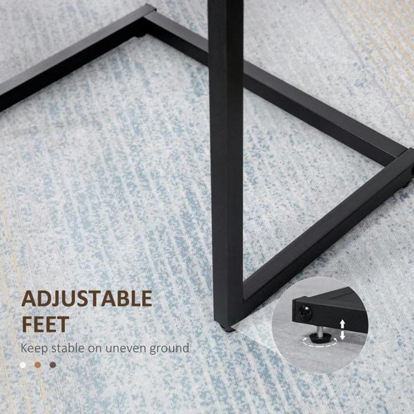 Black steel frame base with adjustable feet for stable nesting side tables
