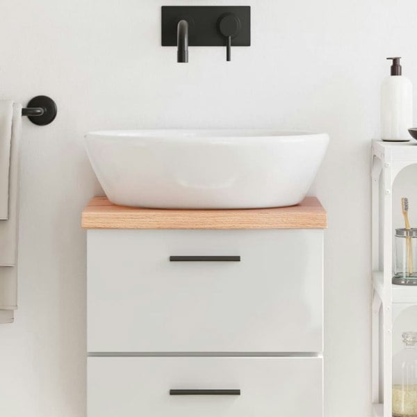 Berkfield Bathroom Countertop Light Brown 40x40x4 cm Treated Solid Wood