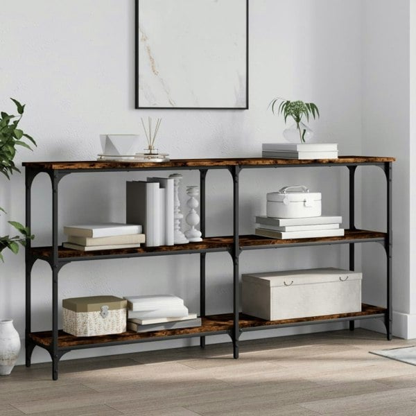 Berkfield Console Table Smoked Oak 150x29x75 cm Engineered Wood