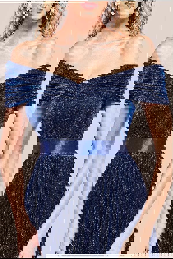 Bardot Pleated Skirt Maxi Dress - Navy DR3096A