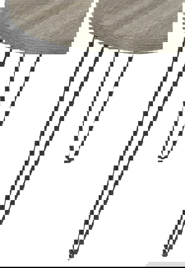 Dorel Home Owen Retro Round End Table in Distressed Grey Oak