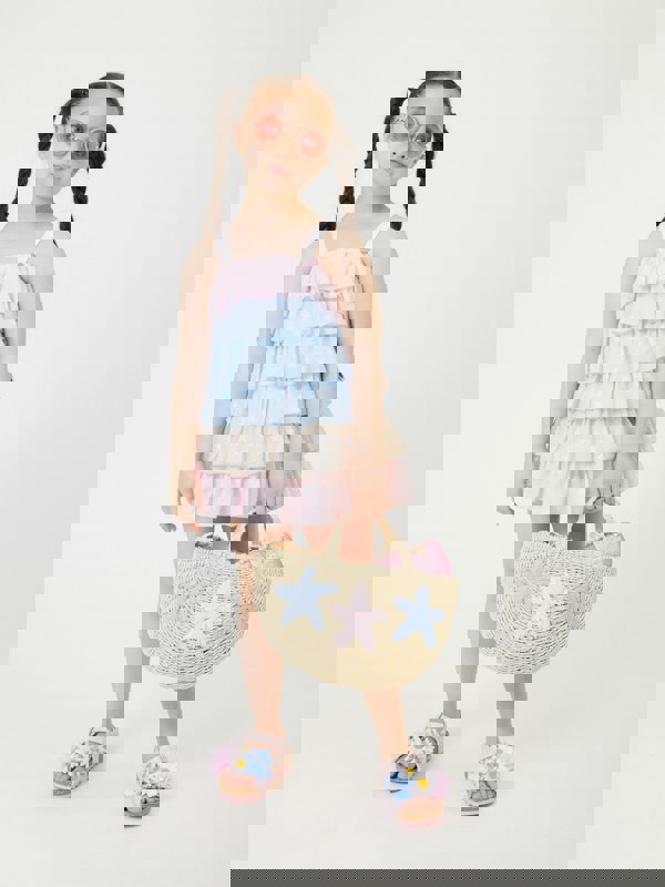 Monnalisa Girls Ruffle Sundress in Multicolour