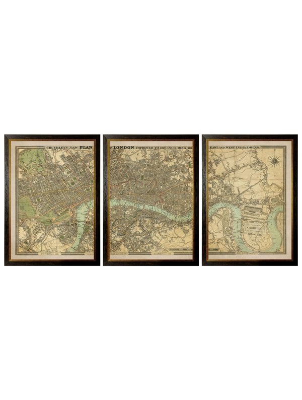 Exceptional Art c.1827 London Triptych Map
