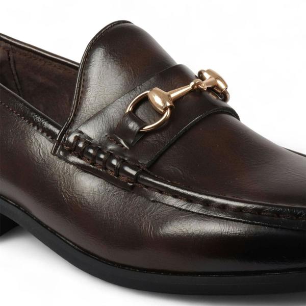 Dolcetto Men's Loafers with Gold Buckle Smart Slip-On Shoes