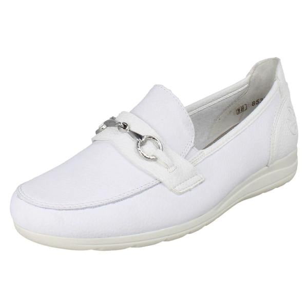 Rieker Womens Casual Flat Loafer Style Slip On Shoes With Chain Detailing L9355
