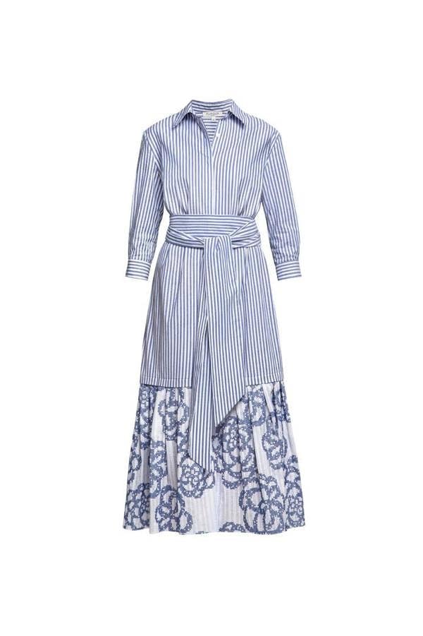 Rumour London Santorini belted striped shirt dress with embroidered panel