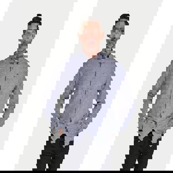 Raging Bull Mens Classic Linen Long-Sleeved Shirt - Charcoal - 