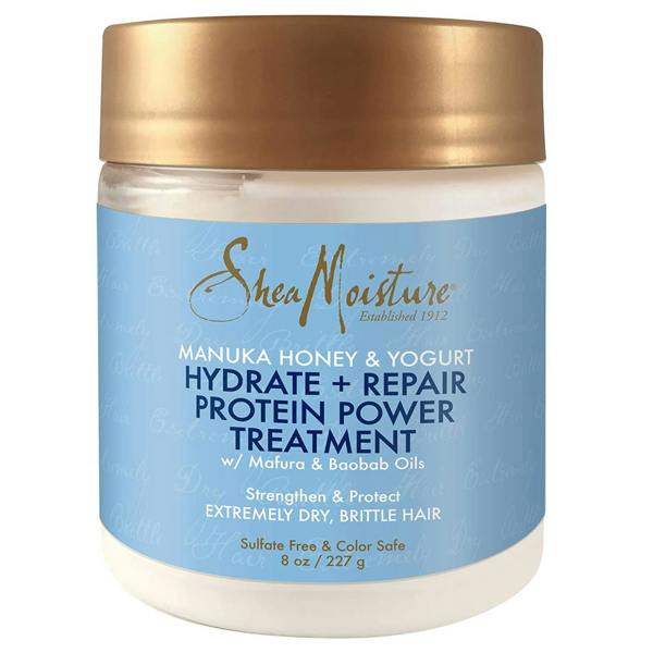 Shea Moisture Manuka Honey Yogurt Hydrate Repair Protein Treatment a deep conditioner that naturally reinforces weak strands to reduce breakage and split ends.