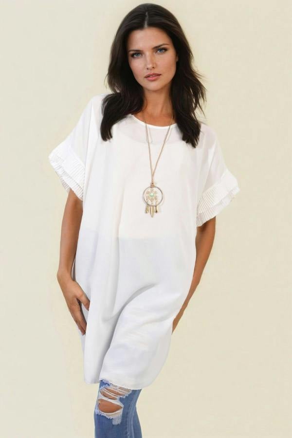 Lucille Ruffled Sleeve Mini Dress - White