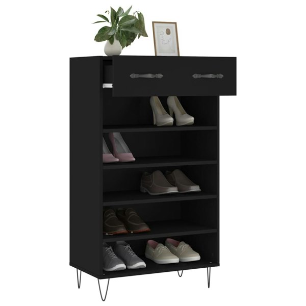 Berkfield Shoe Cabinet Black 60x35x105 cm Engineered Wood