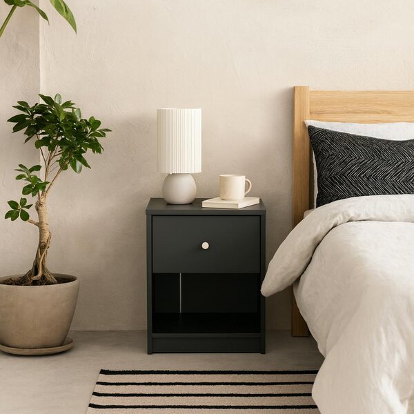 Wyld Haus Kaohsiung Dark Grey Bedside Table 1 Drawer