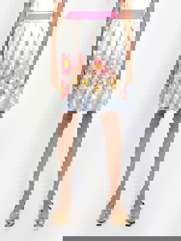 Monnalisa Girls Flower Print Skirt in Grey