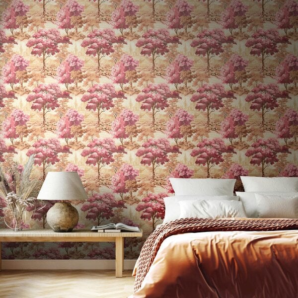 Hoopla Walls Woodland Grove - Rose & Sepia 10m Wallpaper